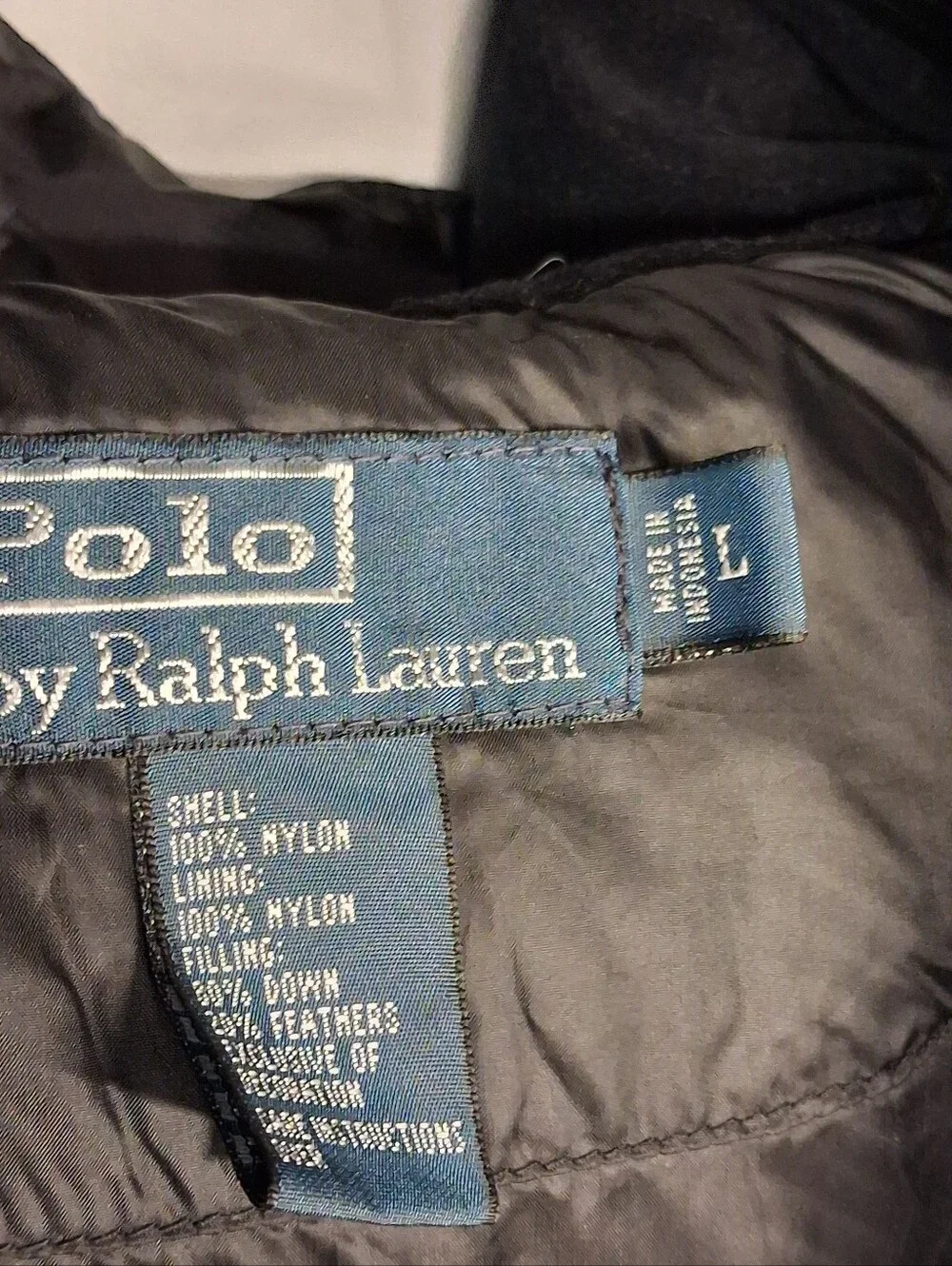 Polo Ralph Lauren Puffer Vest Black Mens Large Downhill Alpine Ski Big Pony Down